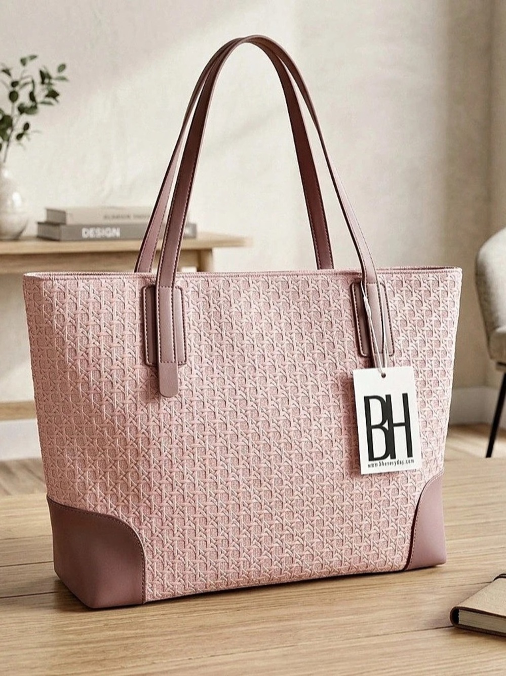 BH EVERYDAY Pink Woven Tote Bag - NWT